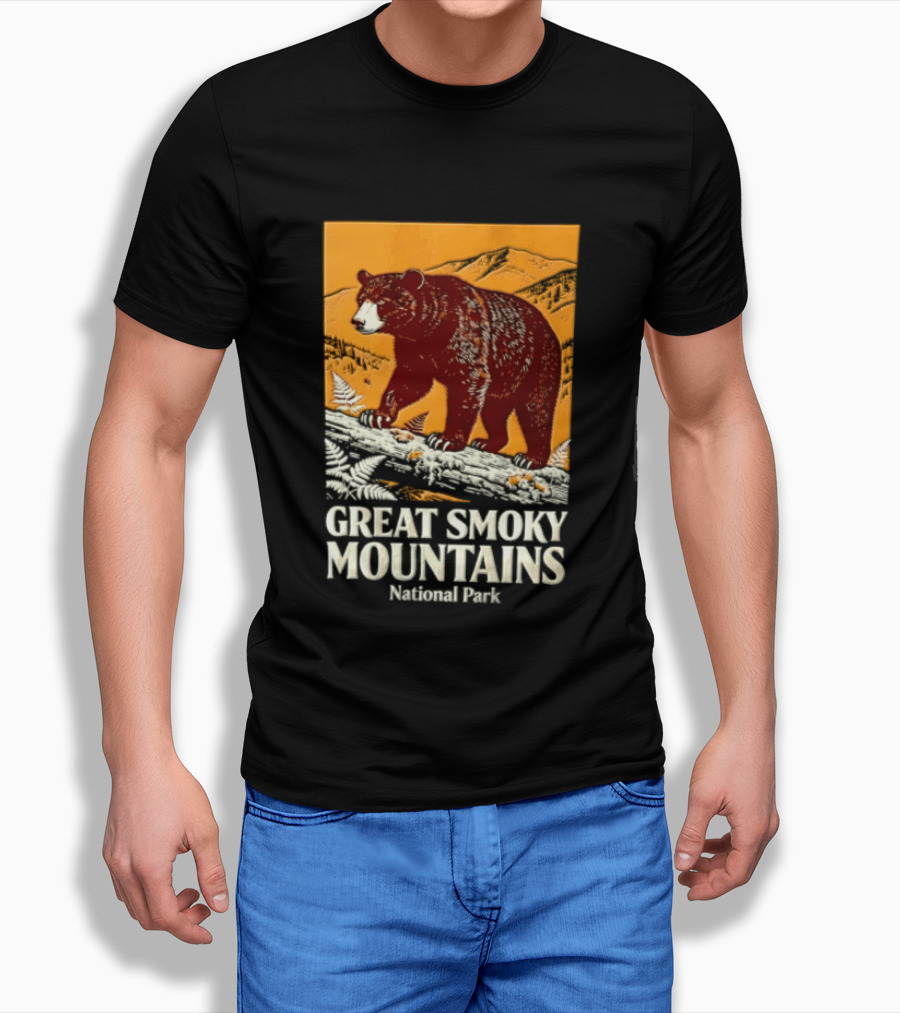 Great Smoky Mountains National Park Black Bear Walking On Log T-Shirt