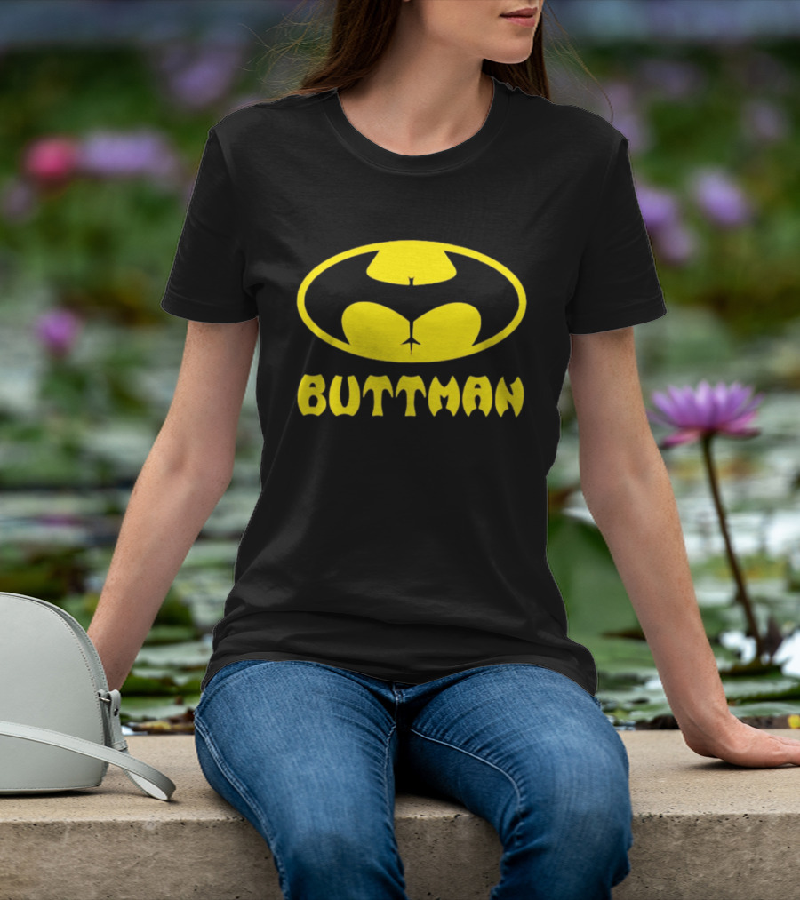 Buttman Batman Superhero Parody Yellow T-Shirt