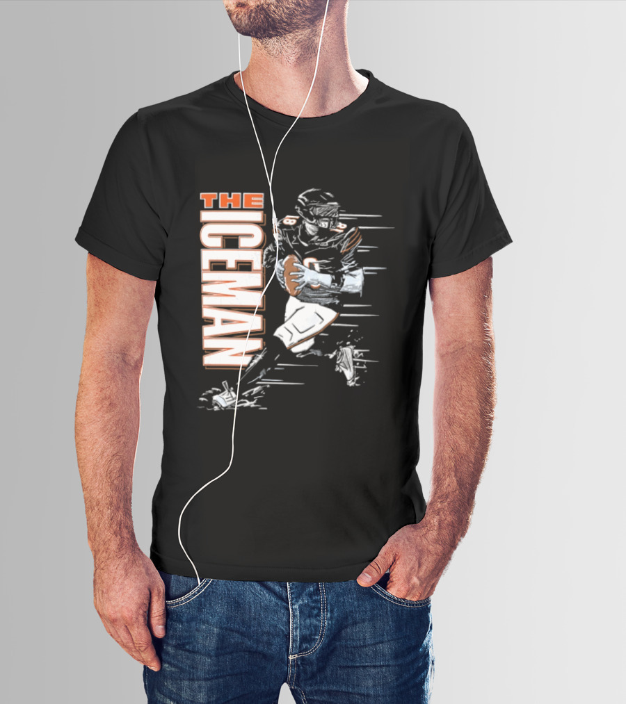 Chicago Bears The Iceman Football Player Running Holding Ball T-Shirt