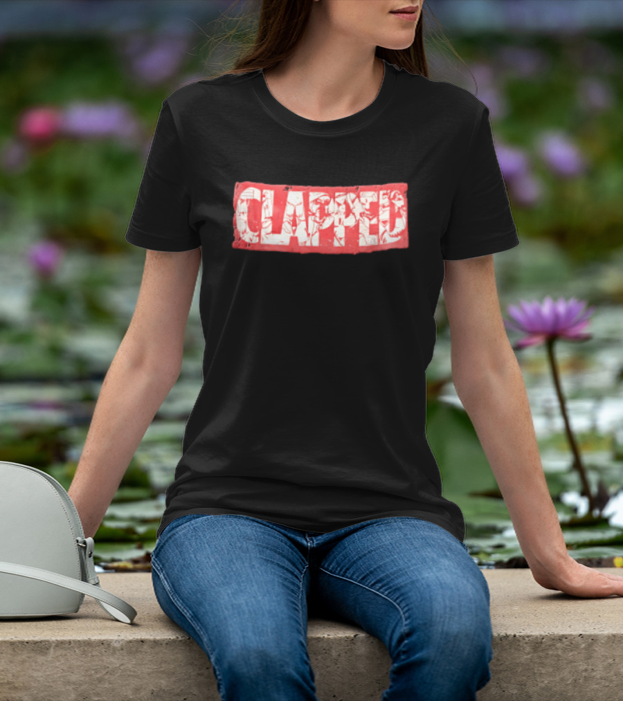 Clapped Red Box Bold Typographic T-Shirt