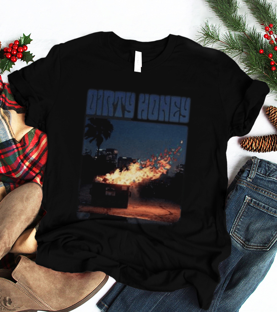 Dirty Honey Dumpster Fire Album Cover Vintage Aesthetic T-Shirt