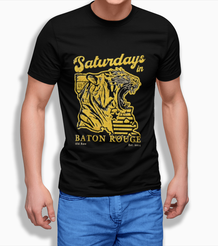 Saturdays In Baton Rouge Kyle Row Miami OH Roaring Tiger Head Louisiana Est 2014 T-Shirt