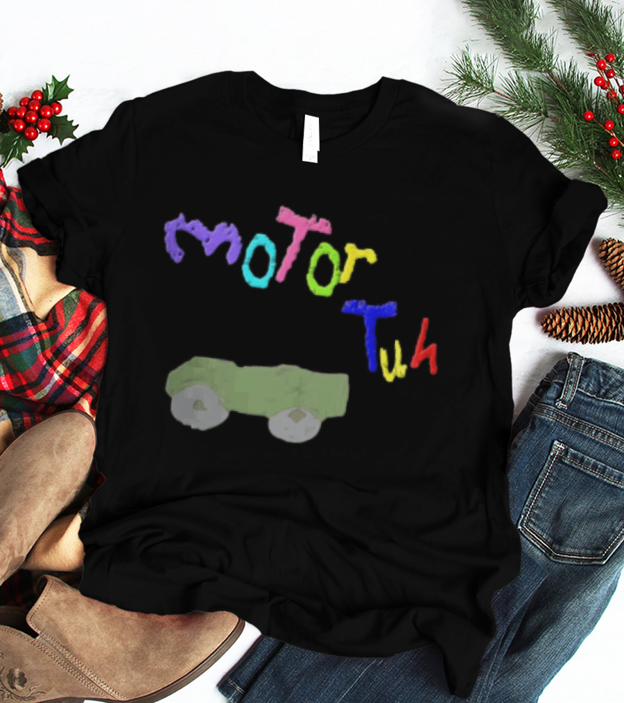Motor Tuh Colorful Green Truck Drawing T-Shirt