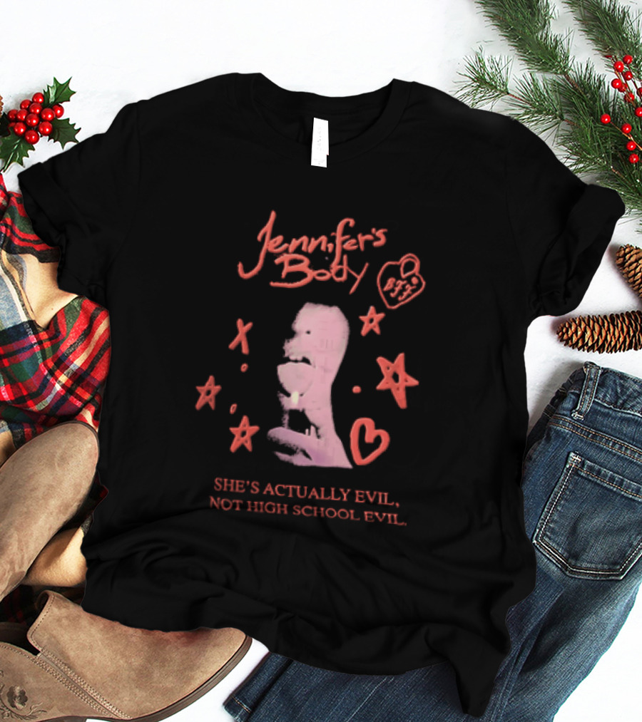 Jennifer's Body She's Actually Evil Not High School Evil Stars And Heart T-Shirt