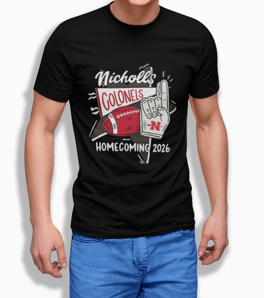Nicholls Colonels Homecoming 2026 Football Foam Finger Star Pennant T-Shirt