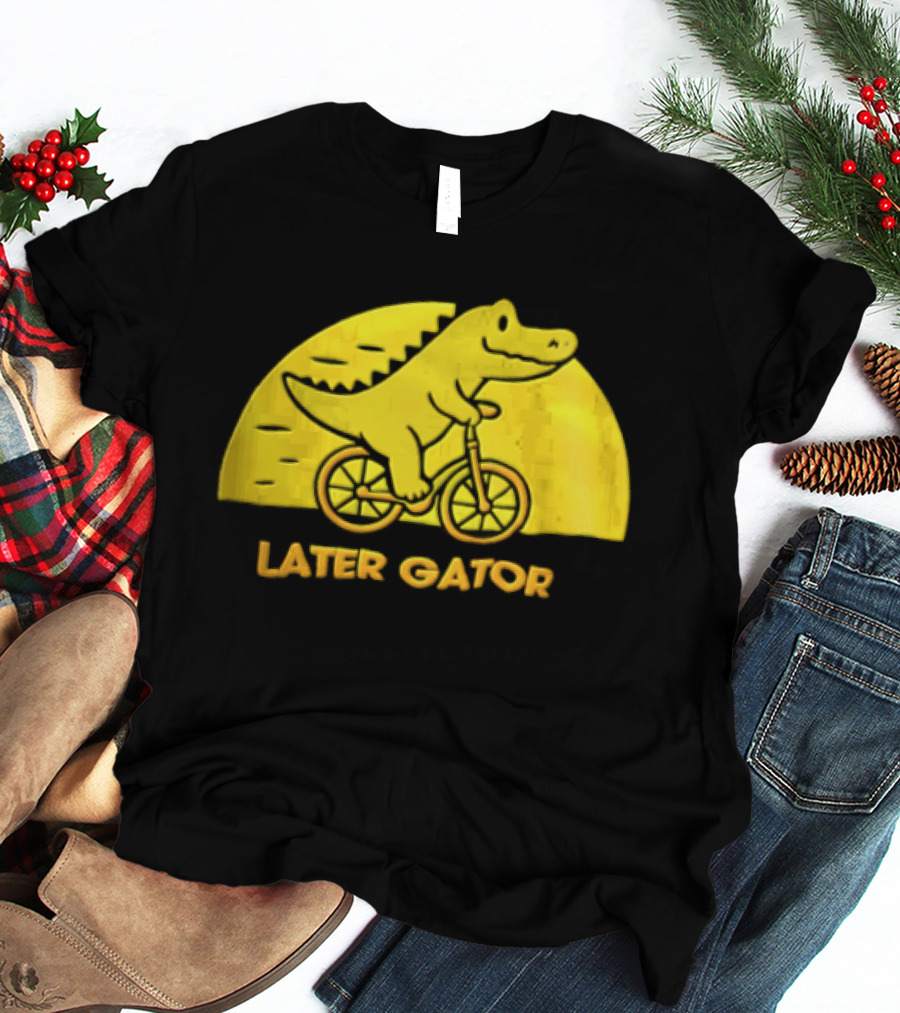 Later Gator Riding Bicycle Fun T-Shirt