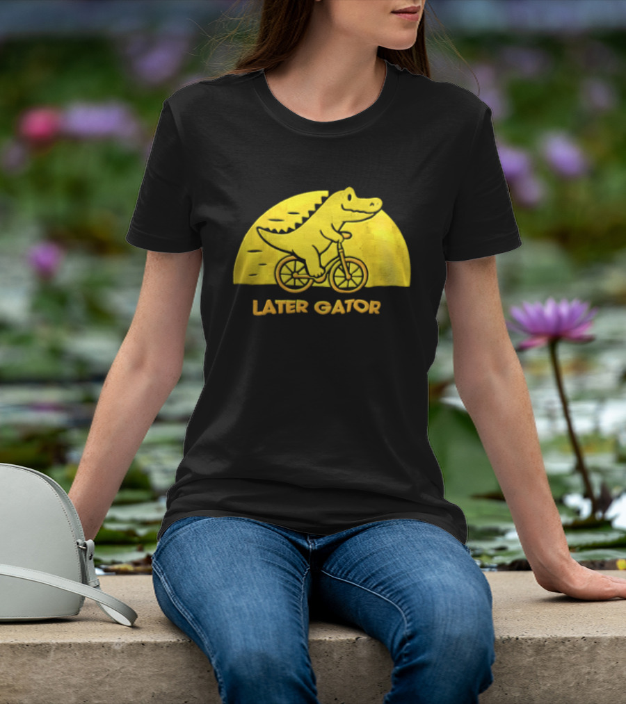 Later Gator Riding Bicycle Fun T-Shirt