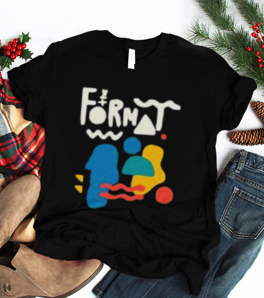 The Format Shop Abstract Shapes Colorful Graphic Black Zip T-Shirt