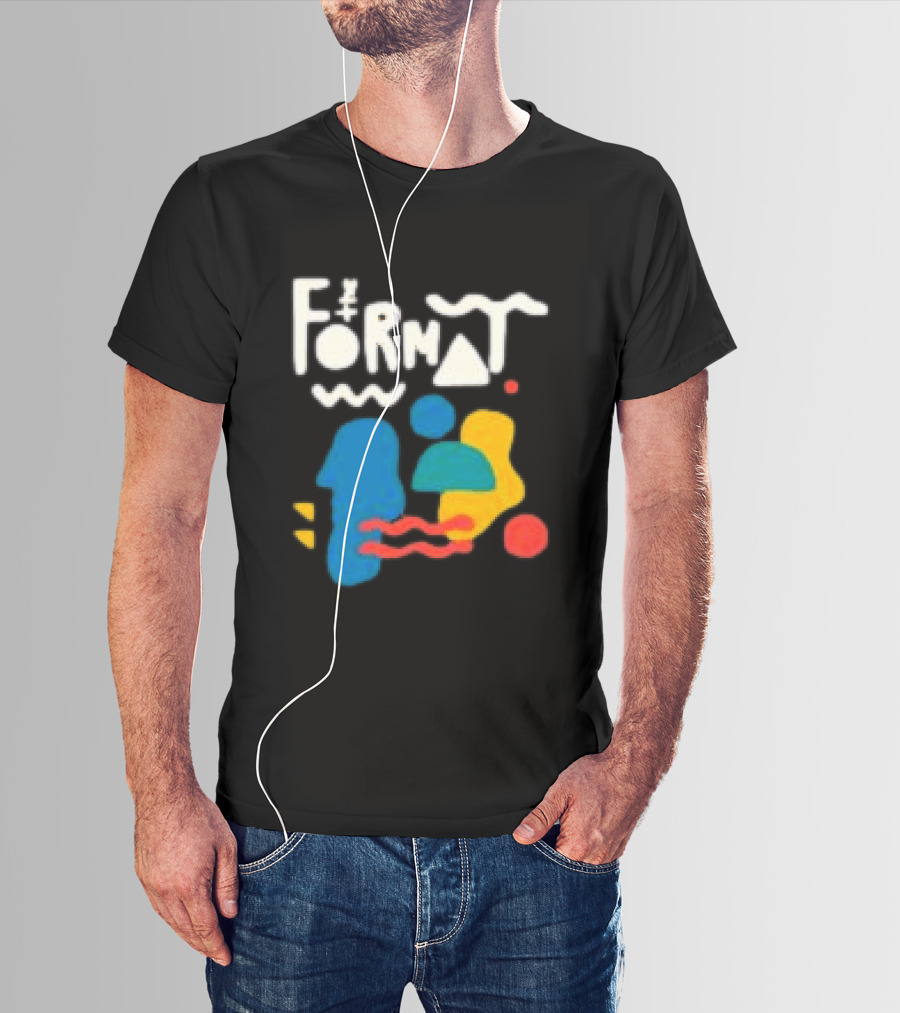 The Format Shop Abstract Shapes Colorful Graphic Black Zip T-Shirt