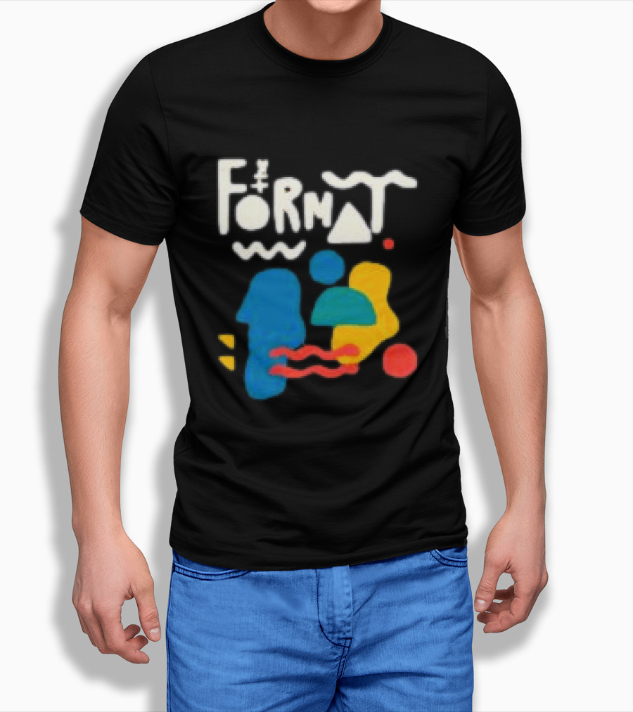 The Format Shop Abstract Shapes Colorful Graphic Black Zip T-Shirt