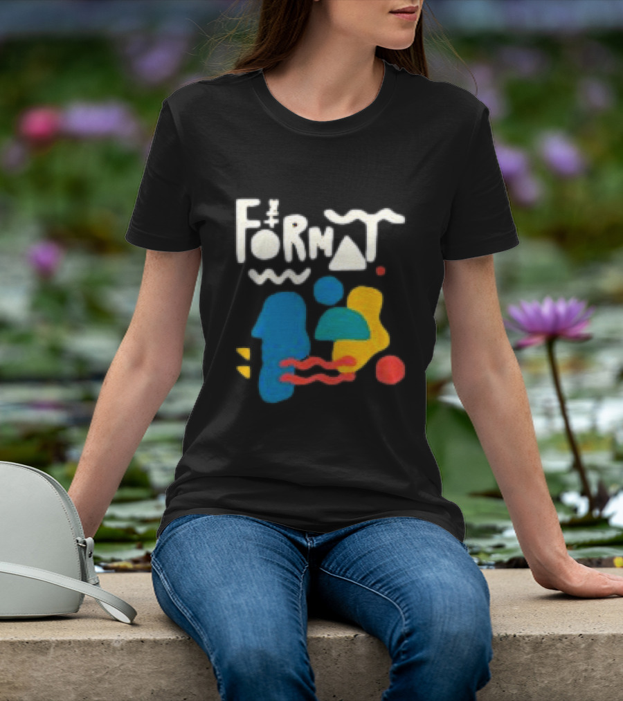 The Format Shop Abstract Shapes Colorful Graphic Black Zip T-Shirt