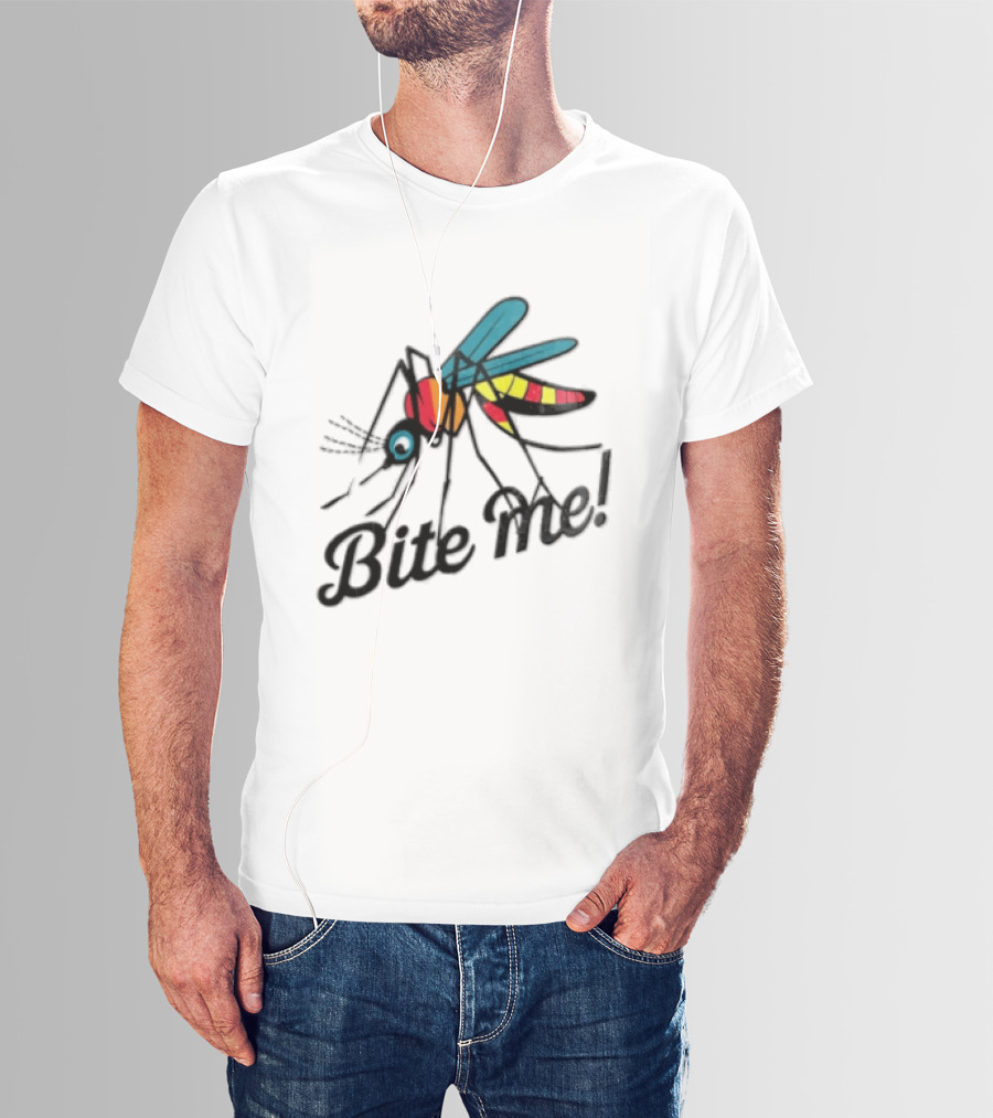 Bite Me Colorful Mosquito Cartoon Vibrant Insect T-Shirt