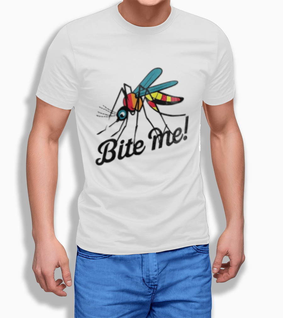 Bite Me Colorful Mosquito Cartoon Vibrant Insect T-Shirt
