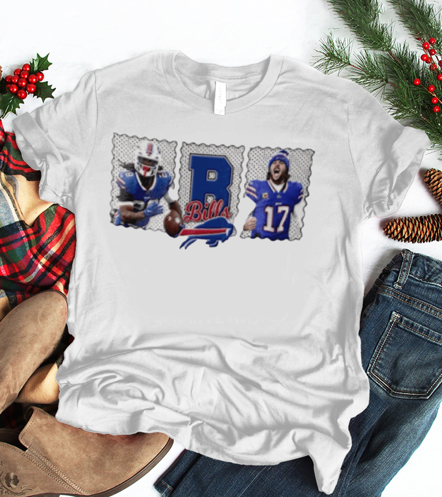 Buffalo Bills James Cook 28 Josh Allen 17 Celebrating Football Players T-Shirt