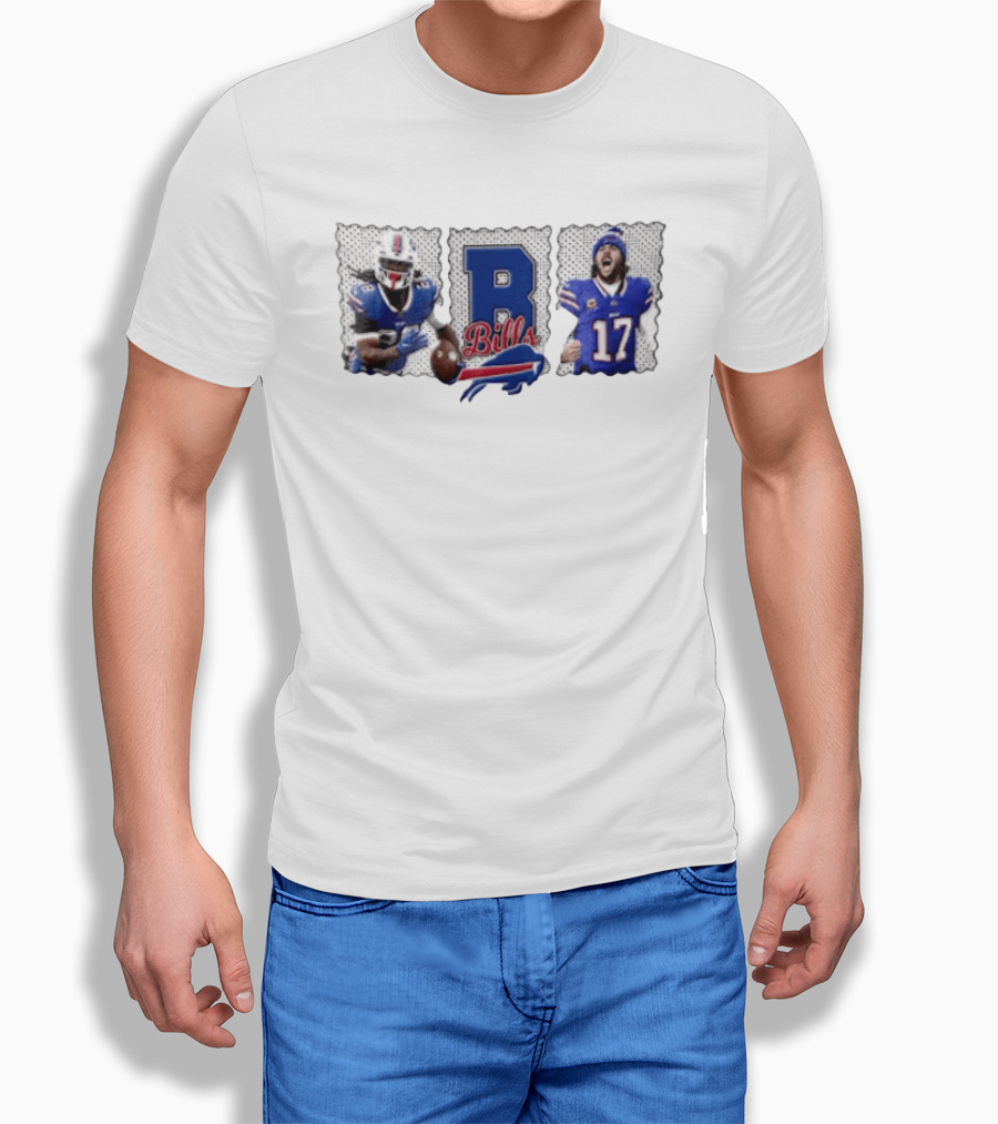Buffalo Bills James Cook 28 Josh Allen 17 Celebrating Football Players T-Shirt