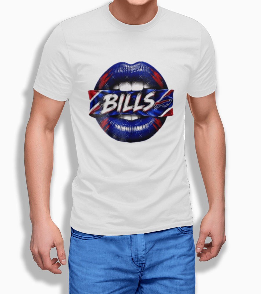 Buffalo Bills Blue Red Lips Banner With Bills Team T-Shirt