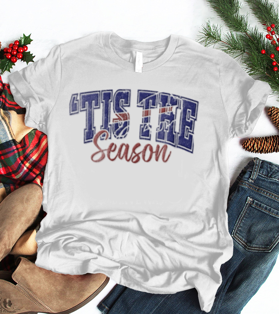 Buffalo Bills Tis The Season Distressed Lettering T-Shirt
