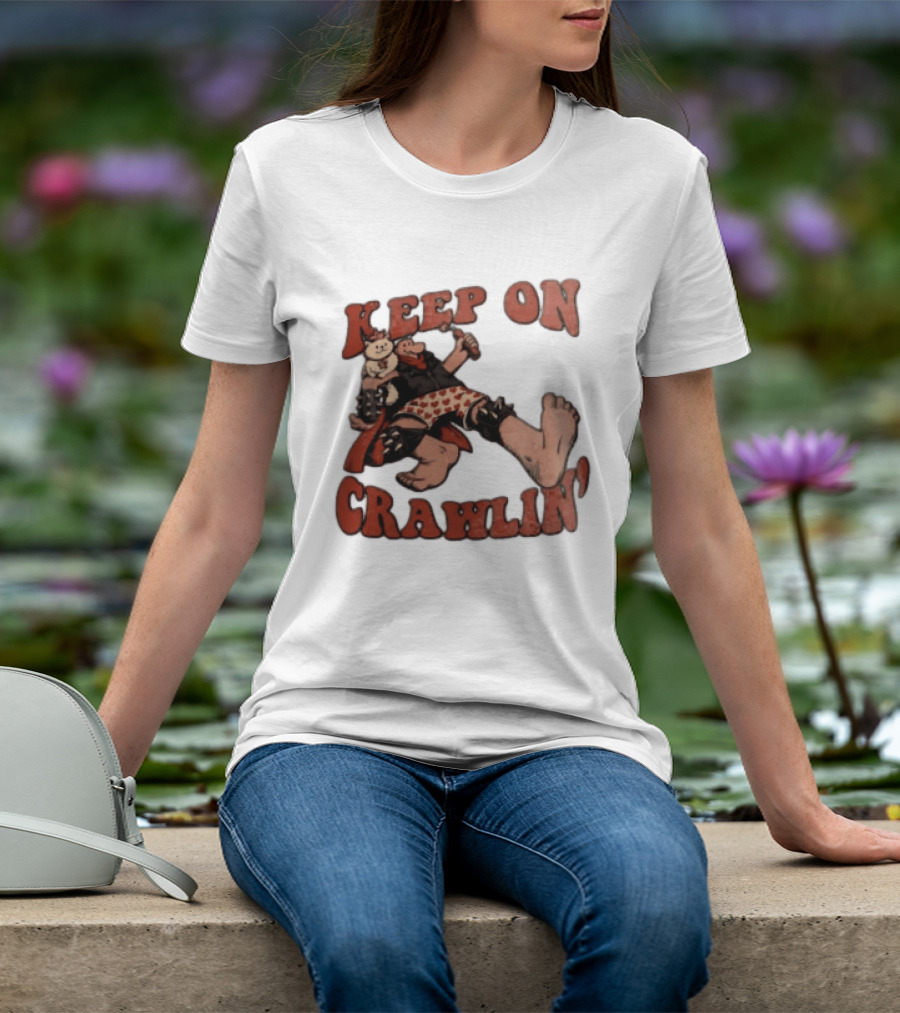 Keep On Crawlin Fat Freddys Cat Cartoon Man Holding Dynamite Cat T-Shirt