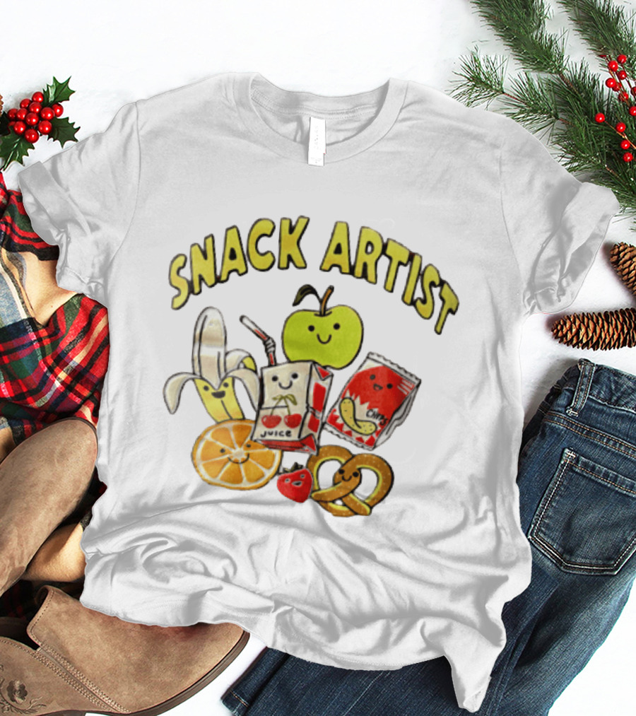 Snacks Juice Banana Apple Chips Pretzel Orange Cartoon T-Shirt