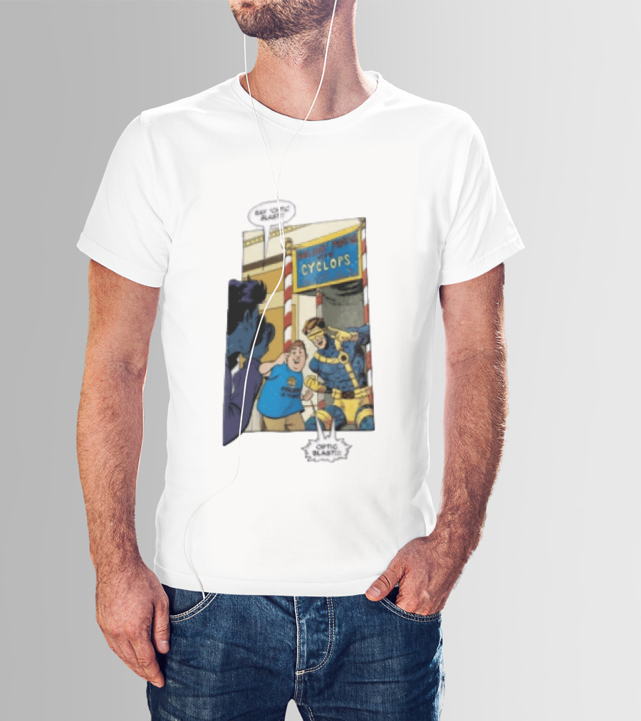 Cyclops Optic Blast Pose Comic Panel Marvel X Men Humor T-Shirt