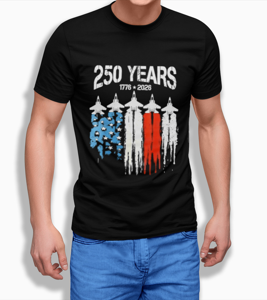 250 Years 1776 2026 Jet Stars And Stripes Anniversary T-Shirt