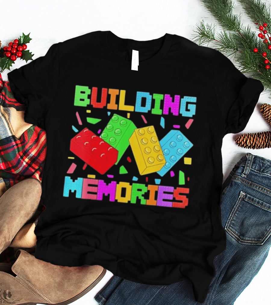 Building Brick Block Memories Colorful Confetti Celebration T-Shirt