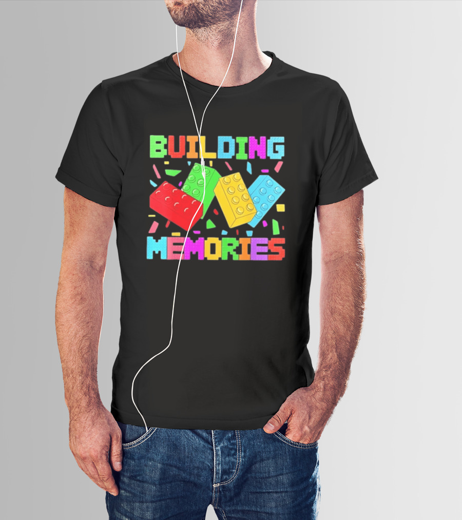 Building Brick Block Memories Colorful Confetti Celebration T-Shirt