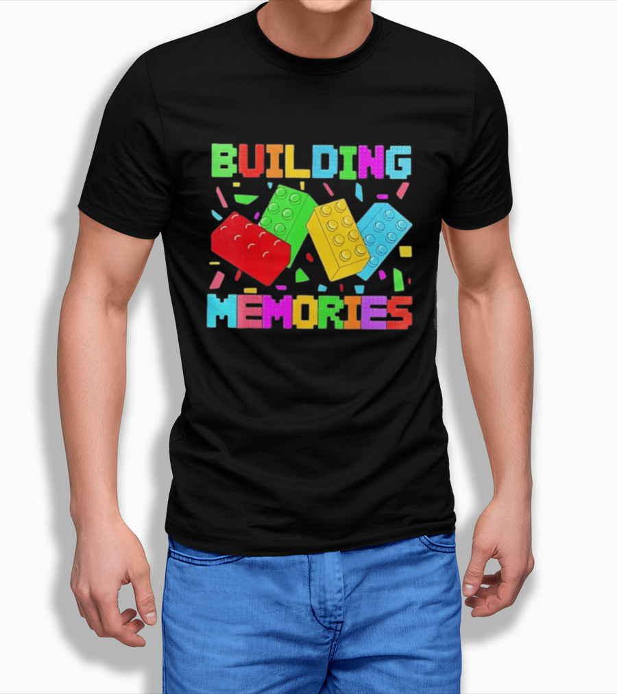 Building Brick Block Memories Colorful Confetti Celebration T-Shirt