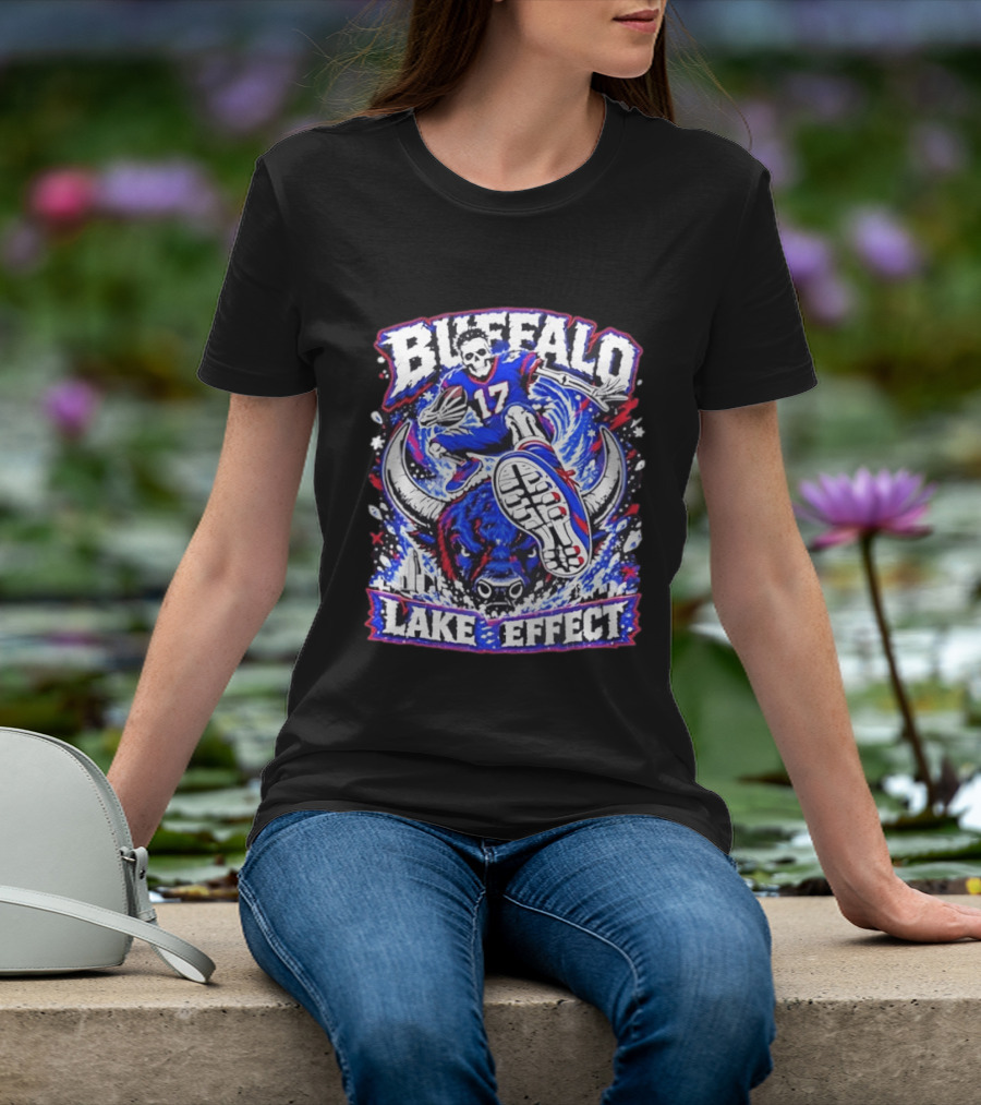 Buffalo Bills Lake Effect 17 Football Player Skull Buffalo T-Shirt