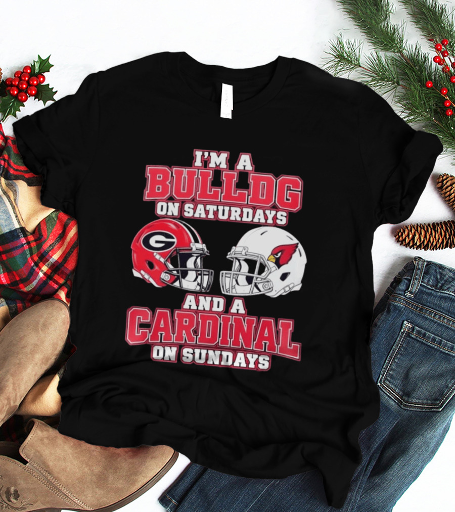 I'm A Bulldog On Saturdays And A Cardinal On Sundays Football Helmets T-Shirt