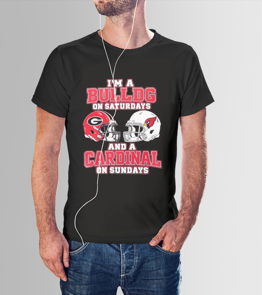 I'm A Bulldog On Saturdays And A Cardinal On Sundays Football Helmets T-Shirt