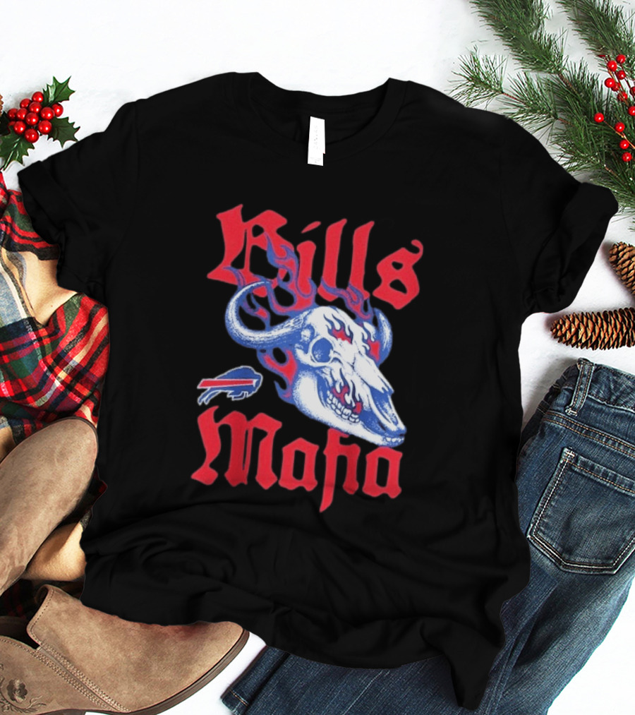 Buffalo Bills Mafia Skull Flames T-Shirt
