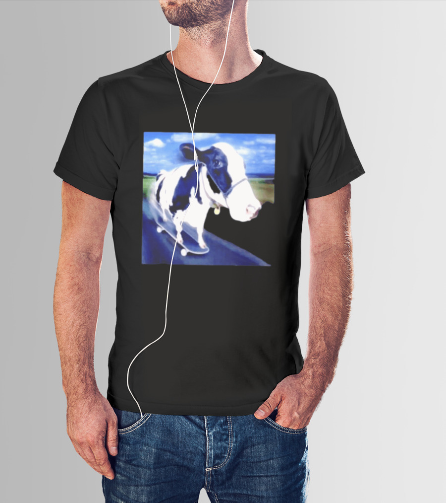 Cow Skateboarding Adventure On Open Road T-Shirt
