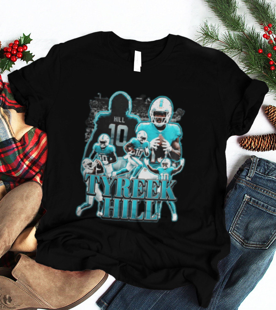 Tyreek Hill Miami Dolphins Football Player Multiple Action Poses T-Shirt
