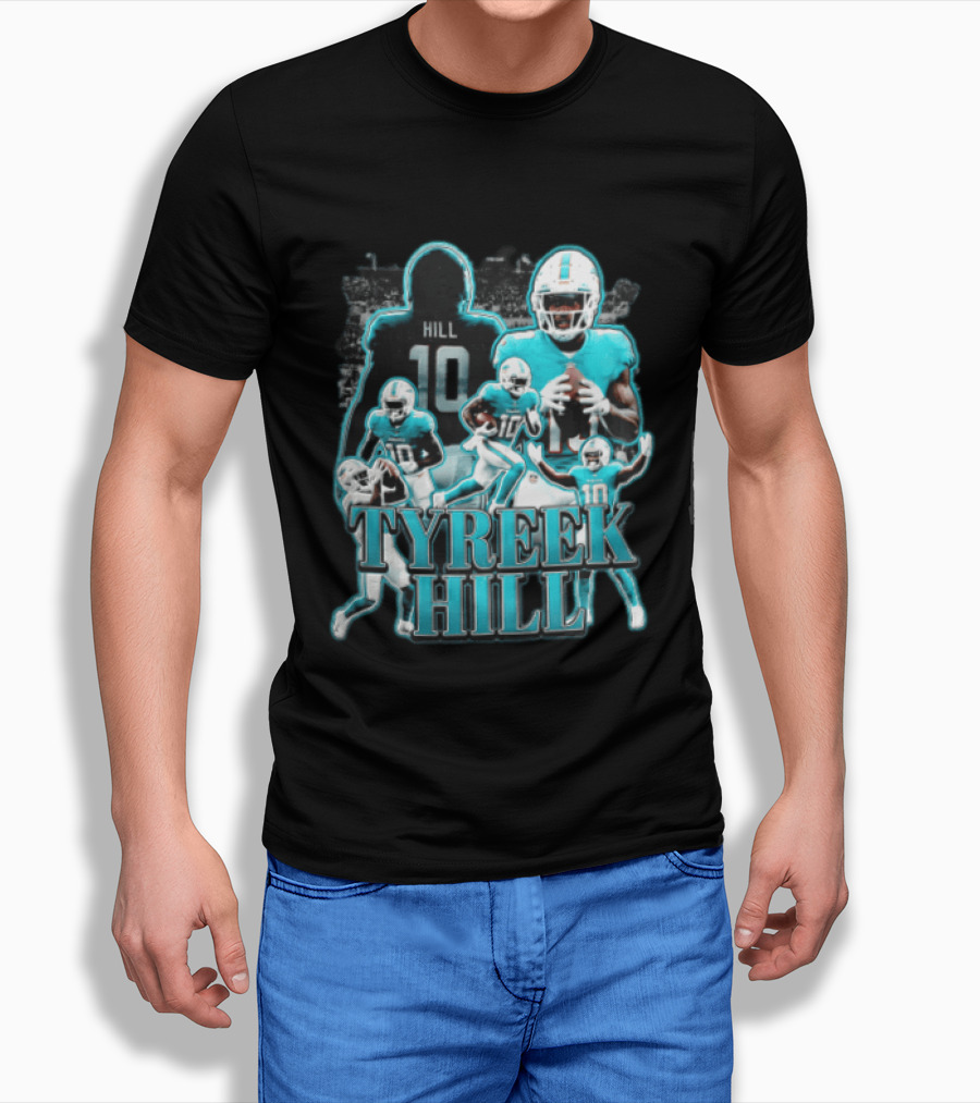Tyreek Hill Miami Dolphins Football Player Multiple Action Poses T-Shirt