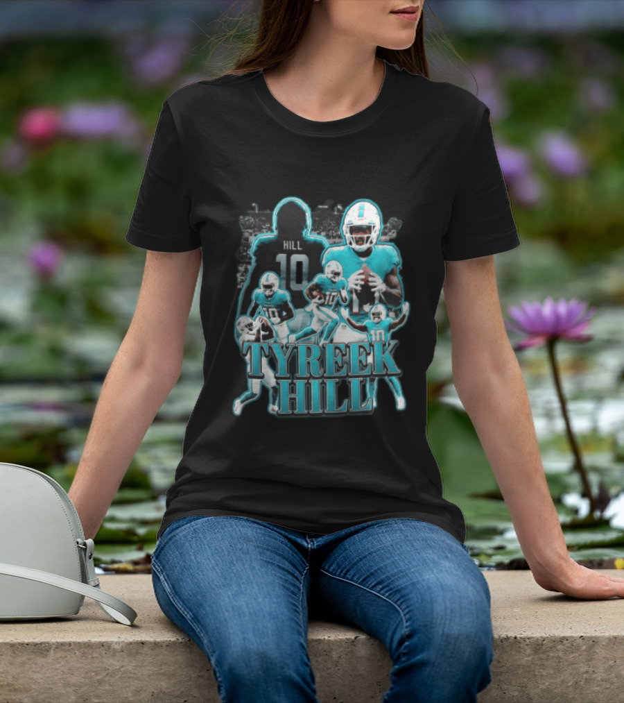 Tyreek Hill Miami Dolphins Football Player Multiple Action Poses T-Shirt
