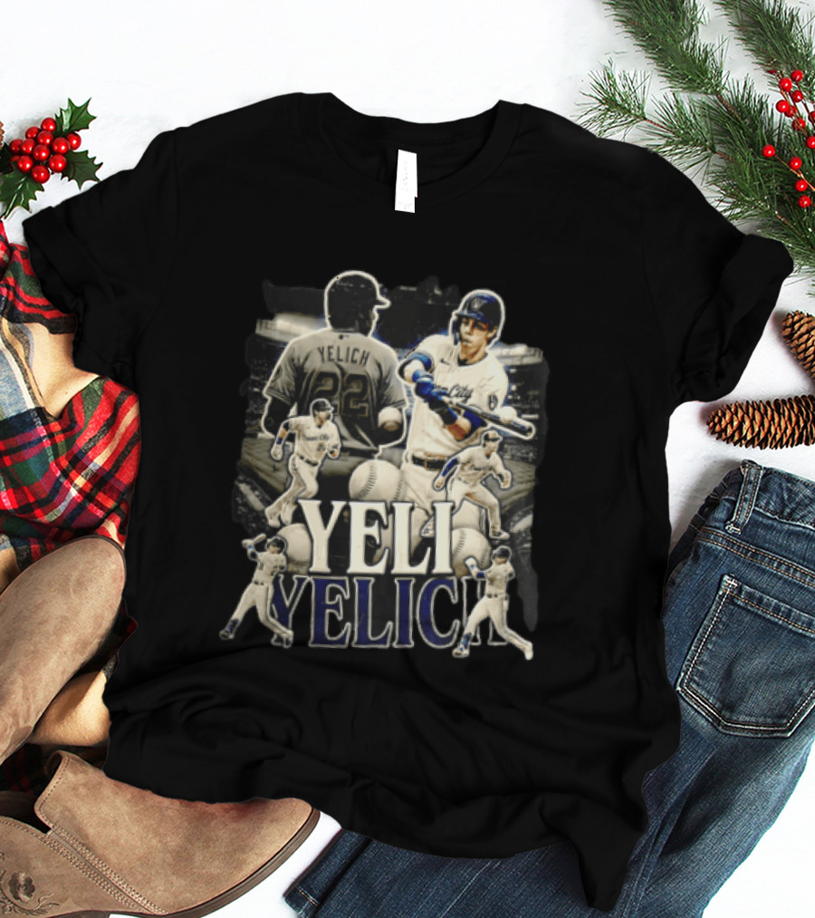Milwaukee Brewers Yelich Baseball Player Action Poses 22 T-Shirt
