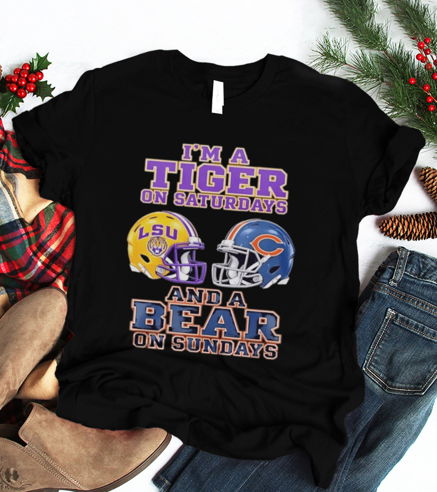 LSU Tigers Saturdays Chicago Bears Sundays Football Fan Gear T-Shirt