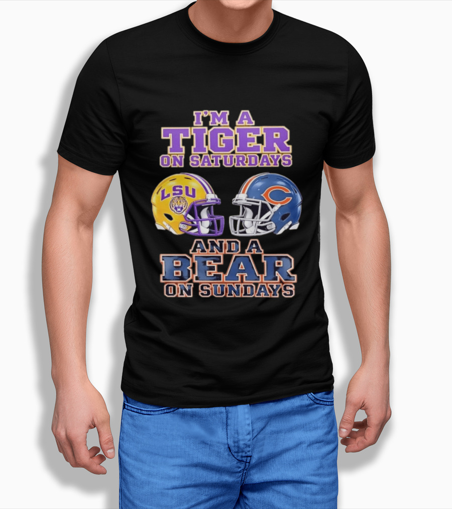 LSU Tigers Saturdays Chicago Bears Sundays Football Fan Gear T-Shirt