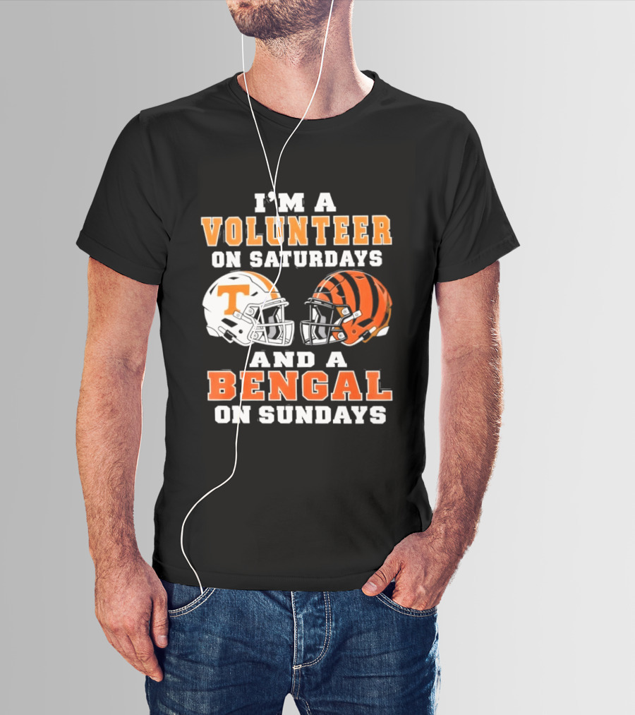 Volunteer On Saturdays Bengal On Sundays Football Helmets T-Shirt