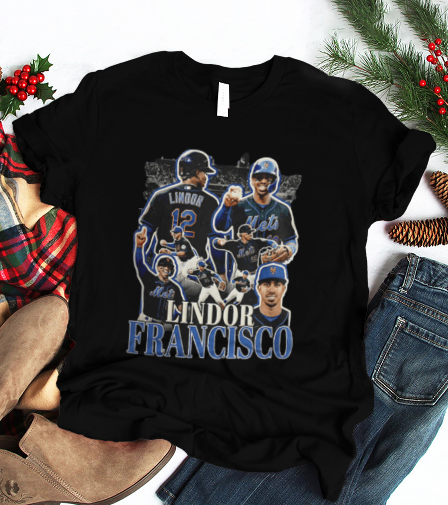 New York Mets Francisco Lindor Baseball Collage Multiple Poses T-Shirt