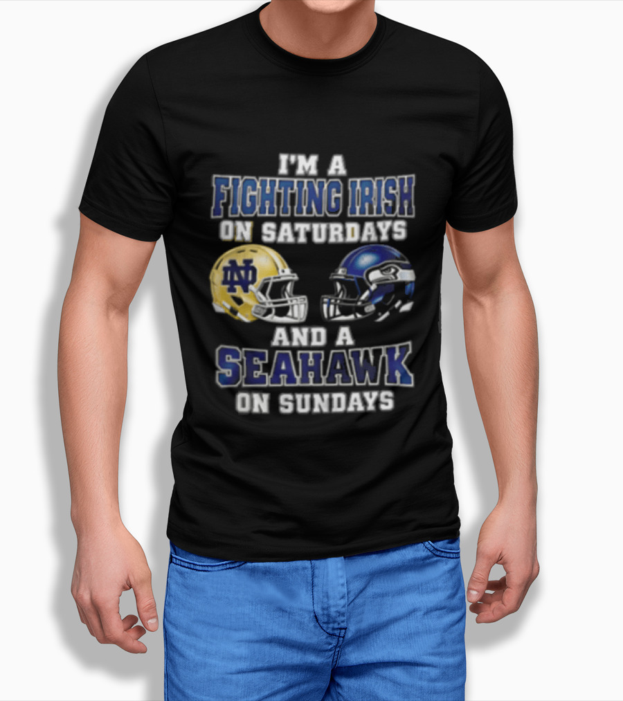 Notre Dame Fighting Irish Saturdays Seattle Seahawks Sundays T-Shirt