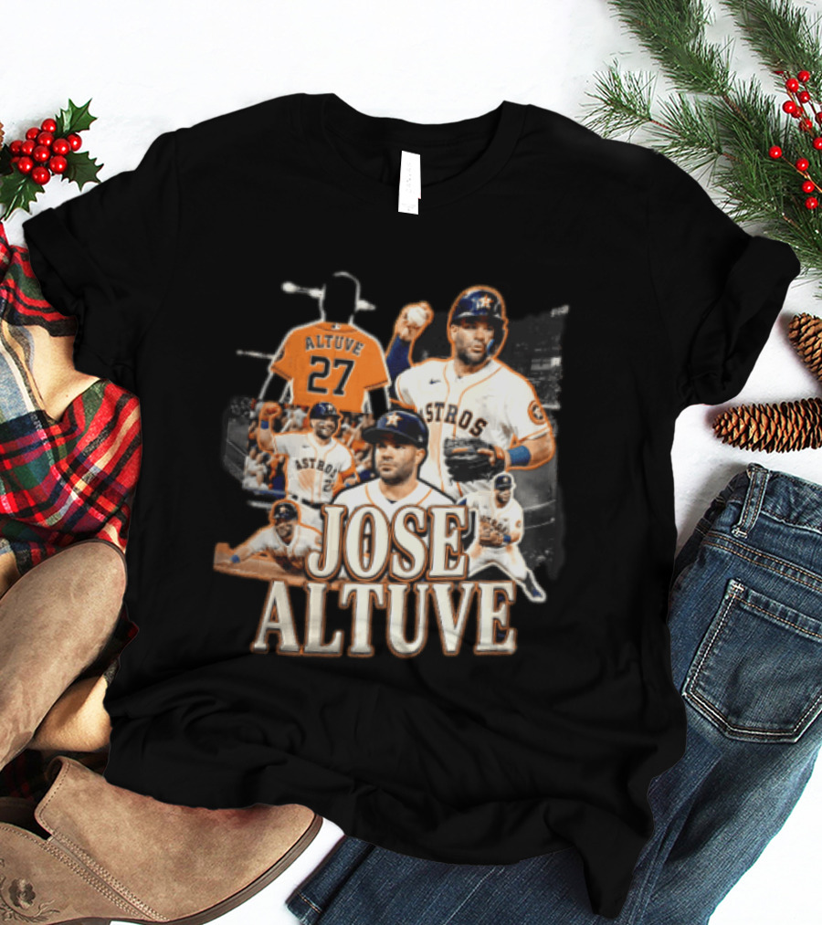 Houston Astros Jose Altuve 27 Collage Baseball Player T-Shirt
