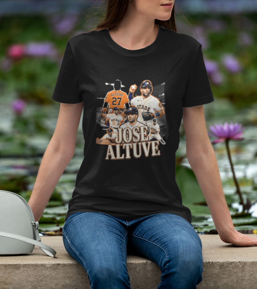 Houston Astros Jose Altuve 27 Collage Baseball Player T-Shirt
