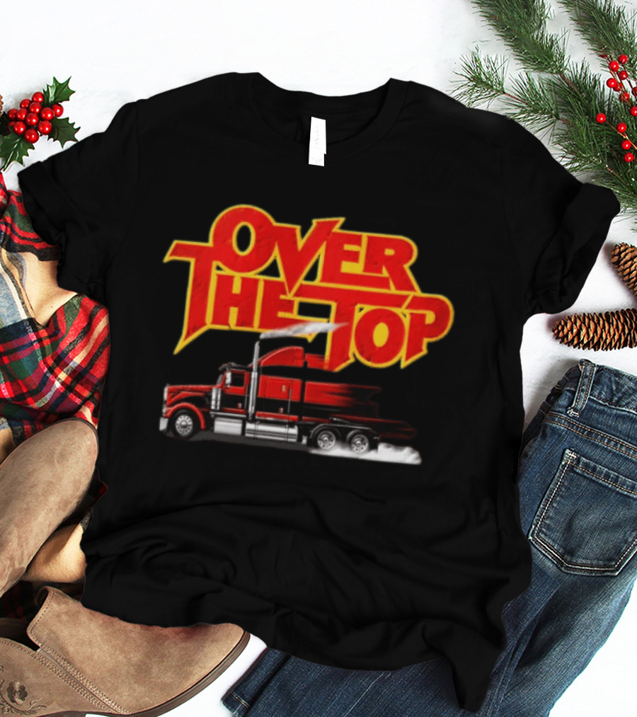 Over The Top Red Black Semi Truck Speeding T-Shirt