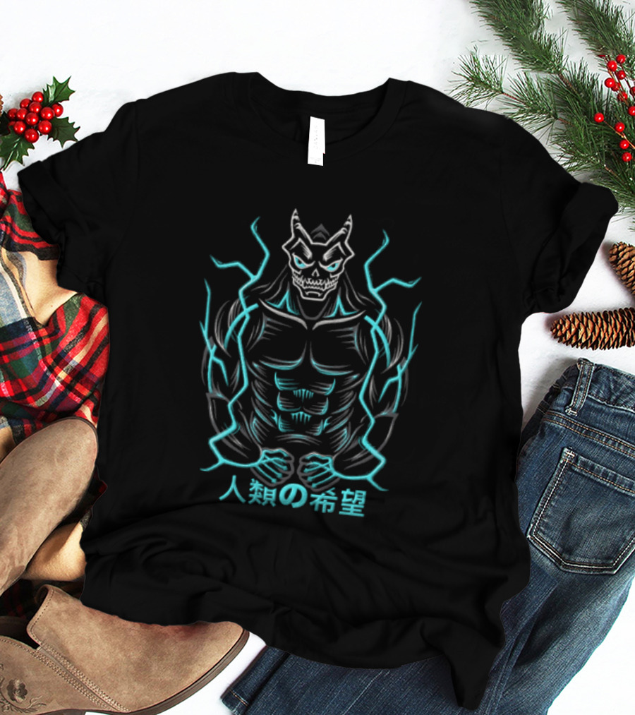Kaiju No 8 Monster Illustration Japanese Text Electric Aura T-Shirt
