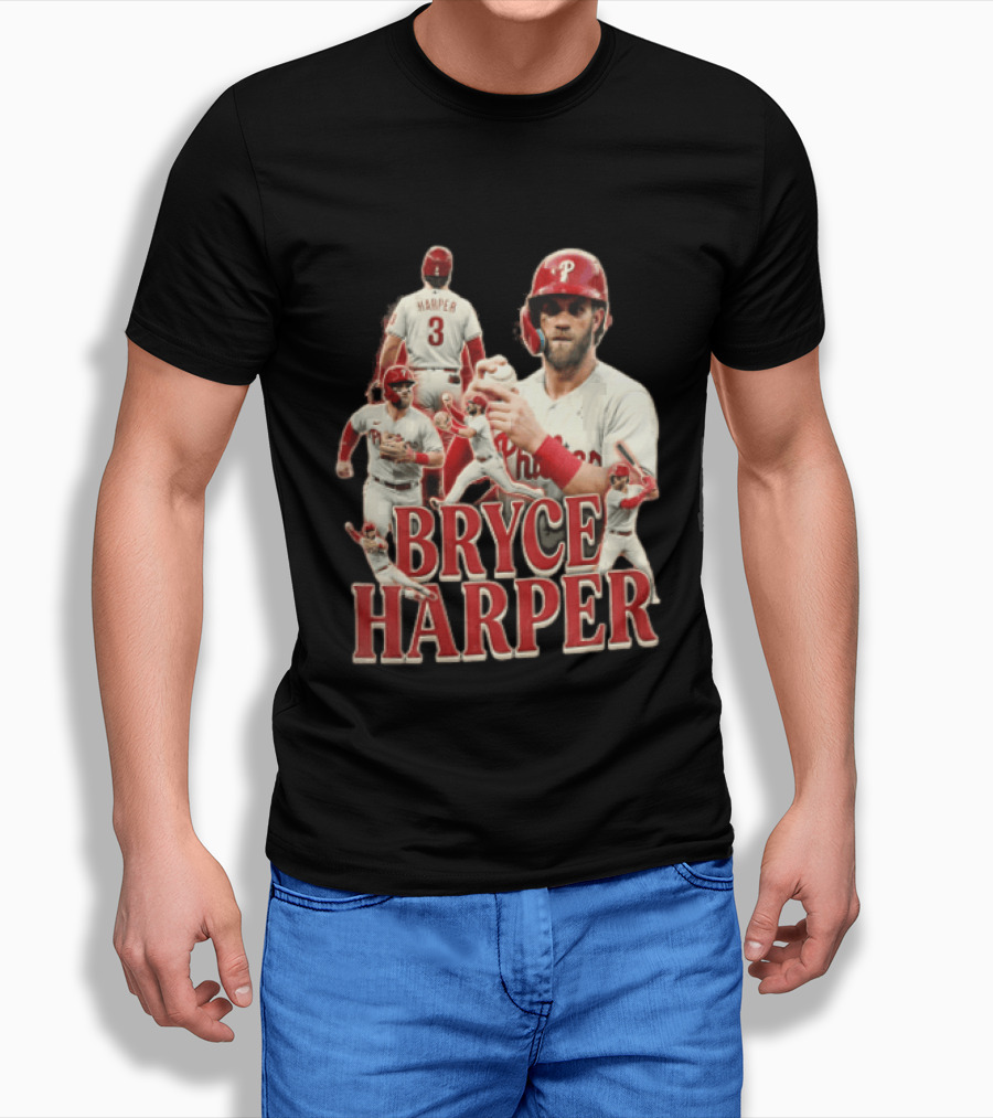 Philadelphia Phillies Bryce Harper Baseball Poses Vintage Look T-Shirt