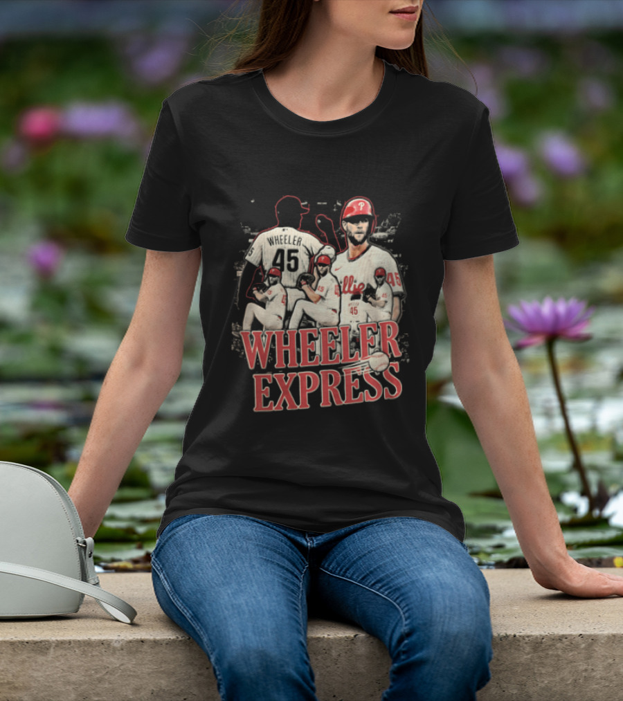 Philadelphia Phillies Wheeler Express 45 Pitching Baseball Collage T-Shirt