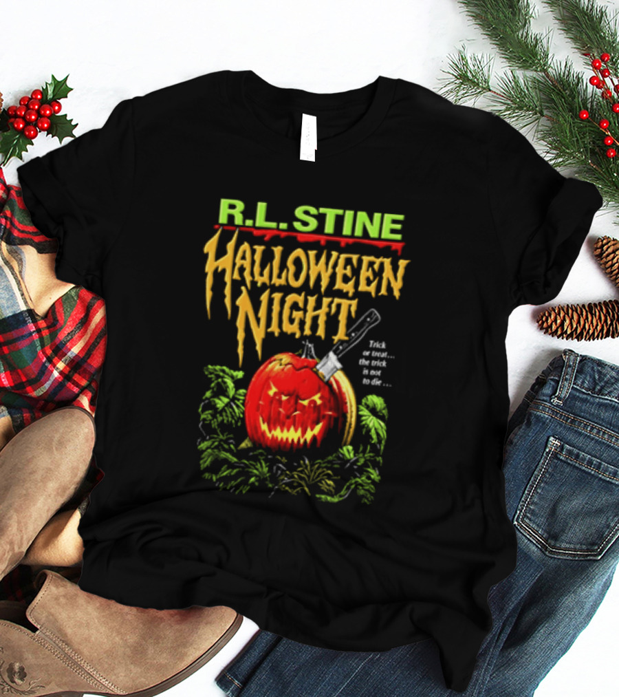 R L Stine Halloween Night Pumpkin Knife Trick Or Treat T-Shirt