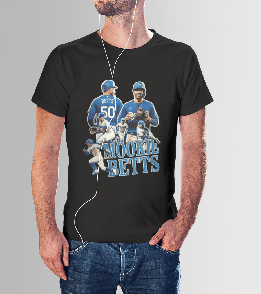 Los Angeles Dodgers Mookie Betts Baseball Player Number 50 Fielding Batting Running T-Shirt